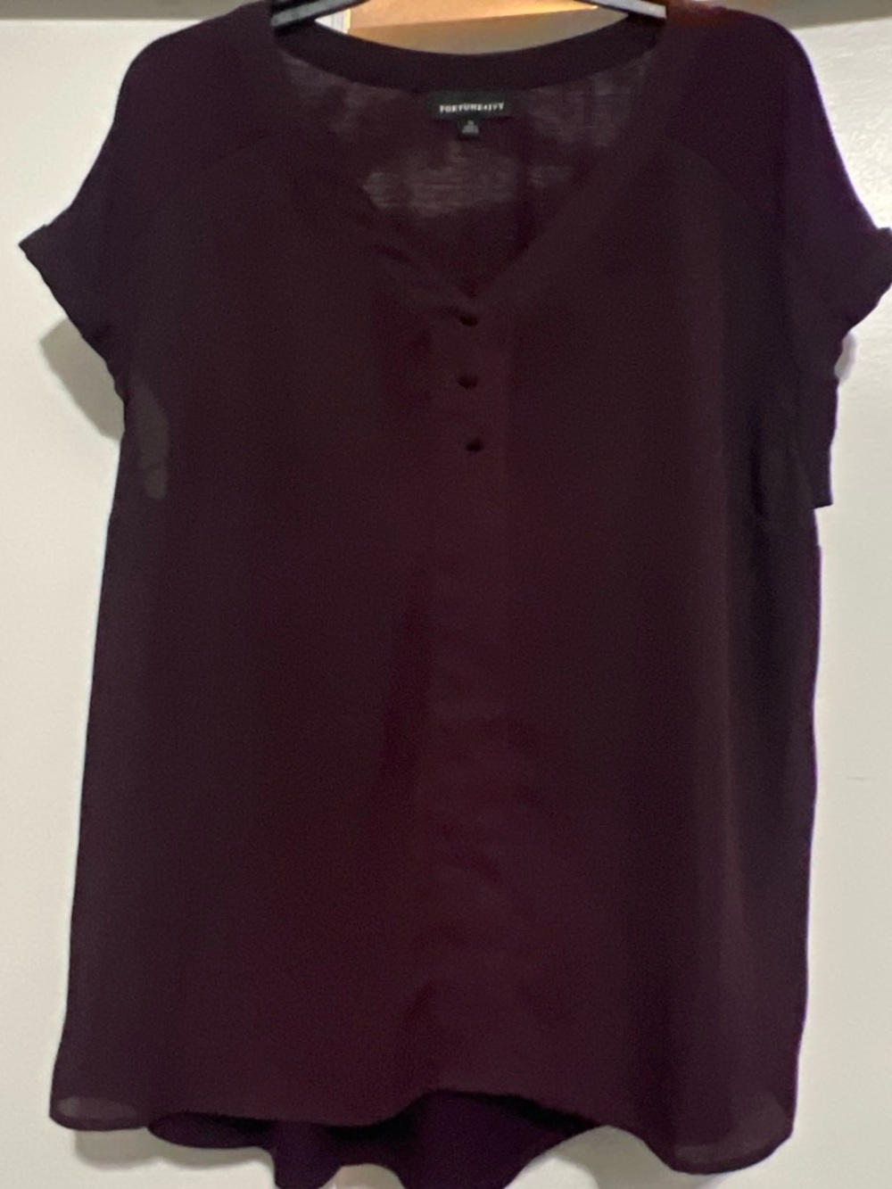 Puritan Plum Short-Sleeve V-Neck Blouse - Plum